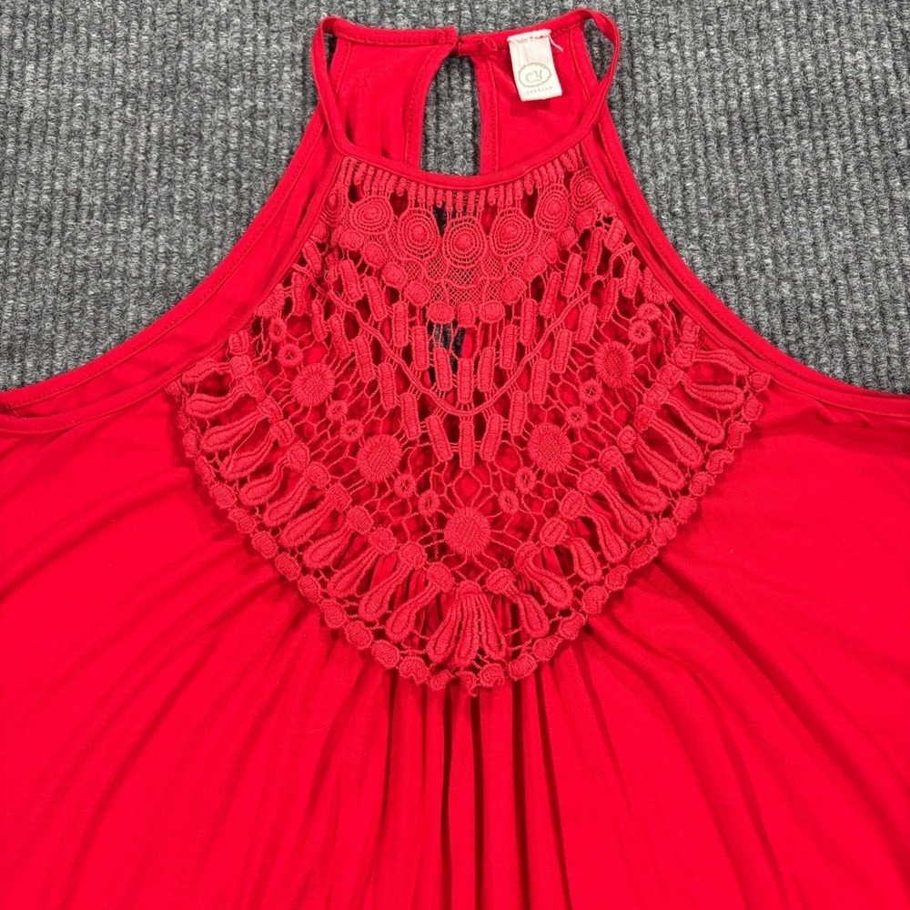 CY Fashion Red‎ Crochet Lace Halter Neck Swing Tank Top Medium M7762